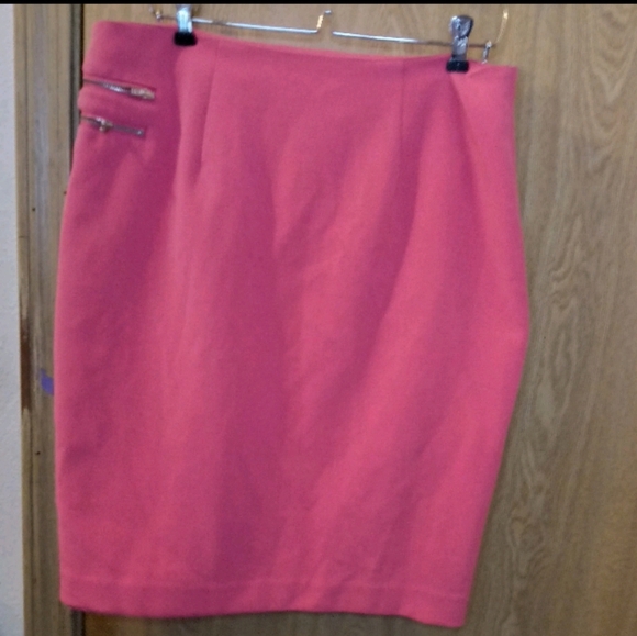 Worthington Pink Skirt Women's 12 Straight Pencil Full Zipper Front Ponte Knit - Picture 4 of 6